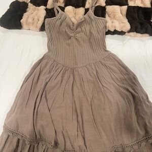 Aerie Strapless Taupe Dress